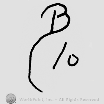 Uppercase handwritten B over number 10