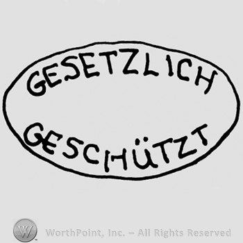 Gesetzlich Geschutzt written with uppercase letters inside an oval