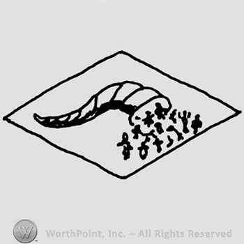 Horn with objects coming out if it all inside a diamond
