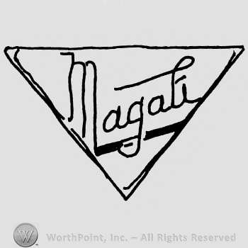 Magali handwritten with lowercase letters, underlined, inside a triangle