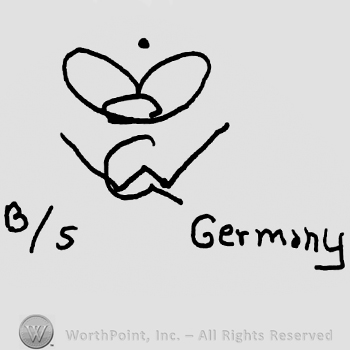 Crown over uppercase GW, uppercase B over number 5, Germany written with lowercase letters