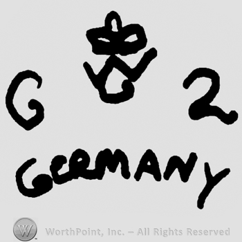 Crown between uppercase G and number 2, over Germany written with uppercase letters