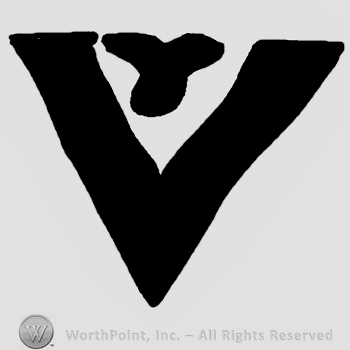 Uppercase V with ornament above