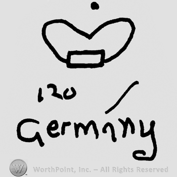 Crown over number 120 and lowercase Germany