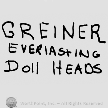 Greiner Everlasting Doll Heads written with uppercase letters
