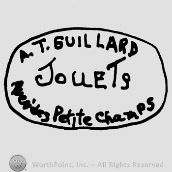 A.T. Guillard Jollets written with uppercase letters, Merides Petites Champs written with lowercase letters, all inside an oval