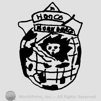 Han Co. Nurnberg written on a ribbon over a globe, little girl's head on the globe