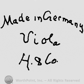 Made in Germany Viola handwritten with lowercase letters over uppercase handwritten H. & Co.
