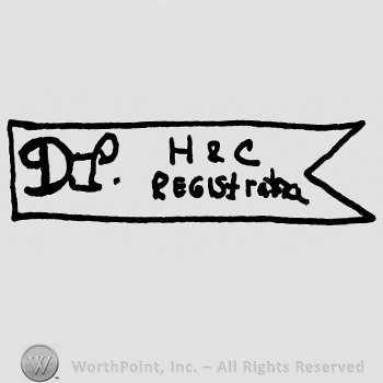 Uppercase D and uppercase H&C Registered written with lowercase letters