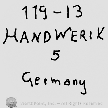 Number 119-13, Handwerik written with uppercase letter, number 5 over Germany written with lowercase letters