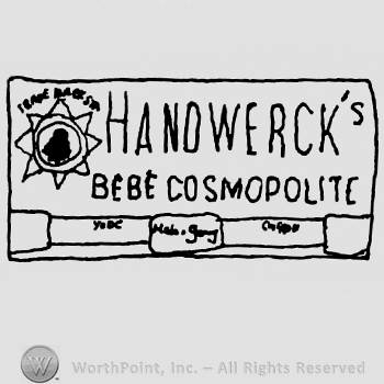 Handwerck's Bebe Cosmopolite written with uppercase letters and precedeed b a star with a circle in the middle