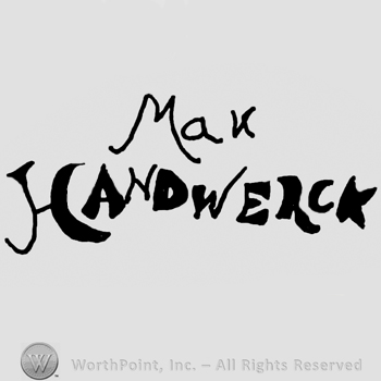 Max Handwerck written with ornamented uppercase letters