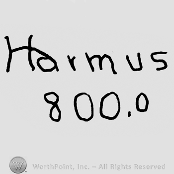 Harmus written with lowercase letters over number 800