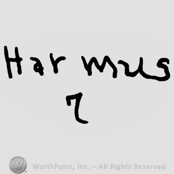 Harmus written with lowercase letters over number 7