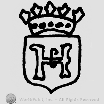 Uppercase H on a shield with a crown