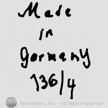 Made in Germany written with lowercase letters over numbers 136/4