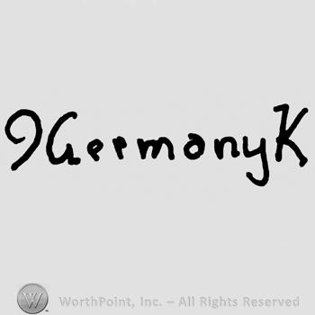 Germany handwritten between stylzed uppercase handwritten I and K