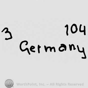 Number 3 and 104 over Germany written with lowercase letters