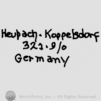 Heubach Koppelsdorf written with lowercase letters over numbers 327 and 9/0 and Germany written with lowercase letters