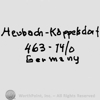 Heubach Koppelsdorf written with lowercase letters over numbers 463-14/0 and Germany written with lowercase letters