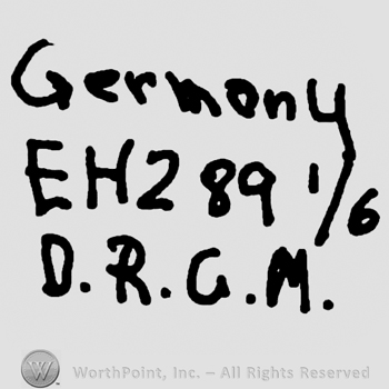 Germany written with lowercase letters over uppercase EH and numbers 289 1/6, uppercase D.R.G.M.written below