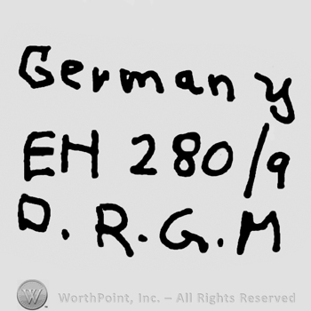 Germany written with lowercase letters over uppercase EH and numbers 280/9, uppercase D.R.G.M.written below