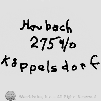 Heubach written with lowercase letters over numers 275 and 4/0, Koppelsdorf written below with lowercase letters