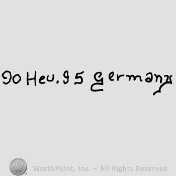 90 Heu 95 Germany written with lowercase letters