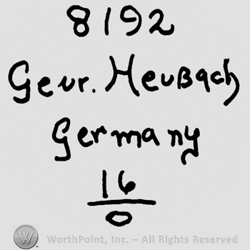 Number 8192 over Gebr. Heubach Germany written with lowercase letters, number 16 over 0 fraction-like