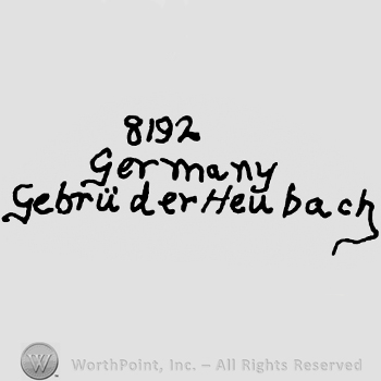 Number 8192 over Germany Gebruder Heubach written with lowercase letters