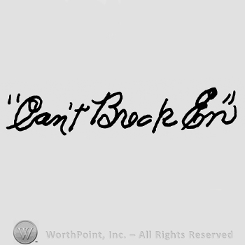 Can't Break En handwritten with lowercase letters, between quotation marks