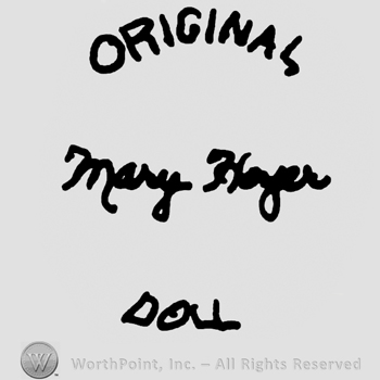 Original Doll written with uppercase letters around Mary Hoyer handwritten with lowercase letters