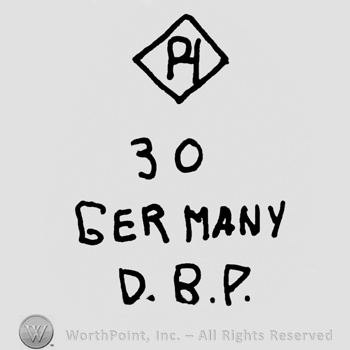 Uppercase Ph in a diamond over number 30 and Germany D.R.P.written with uppercase letters