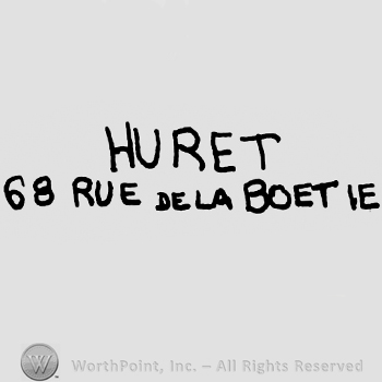 Huret 68 Rue de la Boet IE written with uppercase letters
