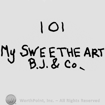 Number 101 over My Sweetheart B.J. & Co. Written with uppercase letters
