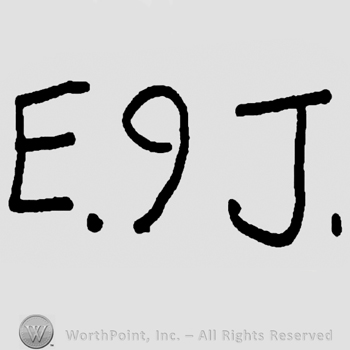 Uppercase EJ and number 9 in between