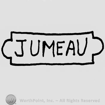 Jumeau written with uppercase letters on a label