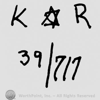 Uppercase KR with David's star in between over numbers 39/717