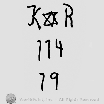 Uppercase KR with David's star in between over numbers 114 and 19