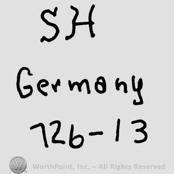 Upercase handwritten SH over Germany written with lowercase letters, number 126 and 13