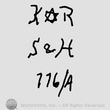 Uppercase KR with David's star in between over uppercase S&H and number 116 over capital A