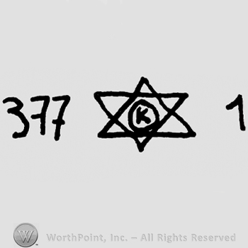 Number 377 and number 1 with the star of David and capital K written on it, in the middle