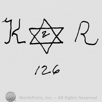 Uppercase KR with the star of David in between over number 126