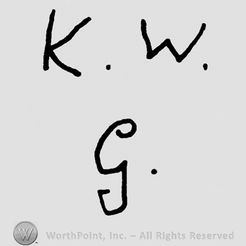 Uppercase K.W. Over uppercase handwritten G