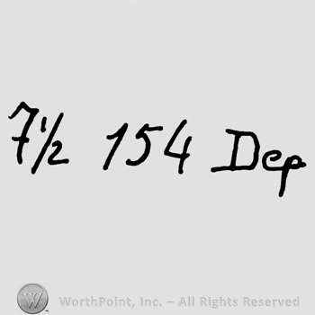 Number 7 1/2 and number 154 followed by Dep written with lowercase letters