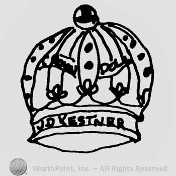 Ornamented crown, J.D. Krestner written with uppercase letters
