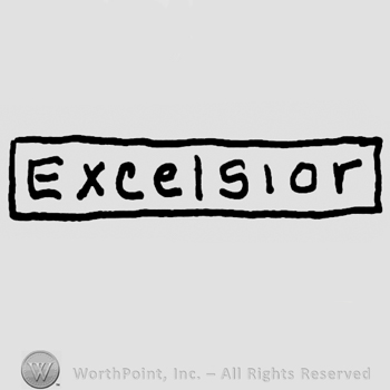 Excelsior written with lowercase letters inside a rectangle
