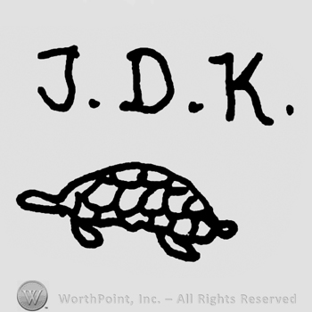 Uppercase J.D.K. Over a stylized turtle