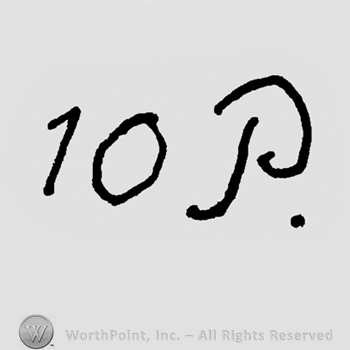 Number 10 and uppercase handwritten P