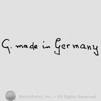 Uppercase G followed by Made in Germany written with lowercase letters